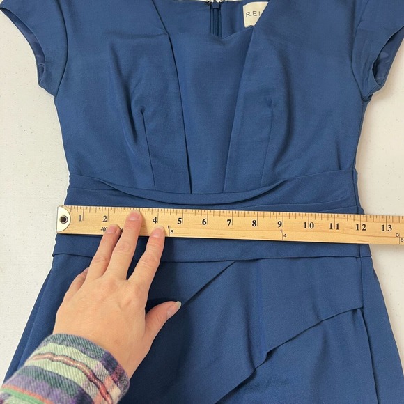 Reiss Women Tie Waist Asymmetrical Mini Dress 2 Navy Blue Capsule Classy Work - Picture 9 of 12